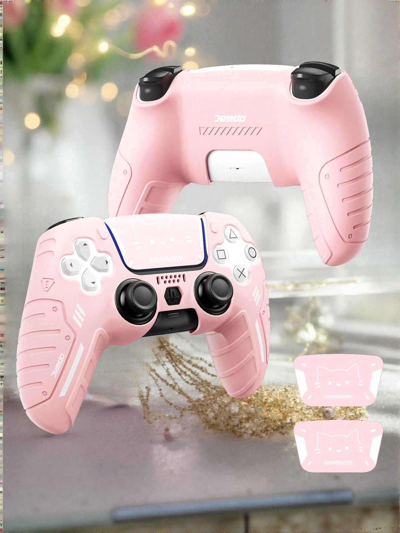 Pink ps5 controller protective case optional set includes 2 stickers