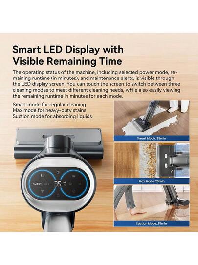 Proscenic F20A Cordless Stofzuiger Mop, 35 Minute Runtime, LED Display, Self Cleaning Air Drying, All Around Edge Cleaning, App Control, Solid Liquid Separation, EU Plug. view 5