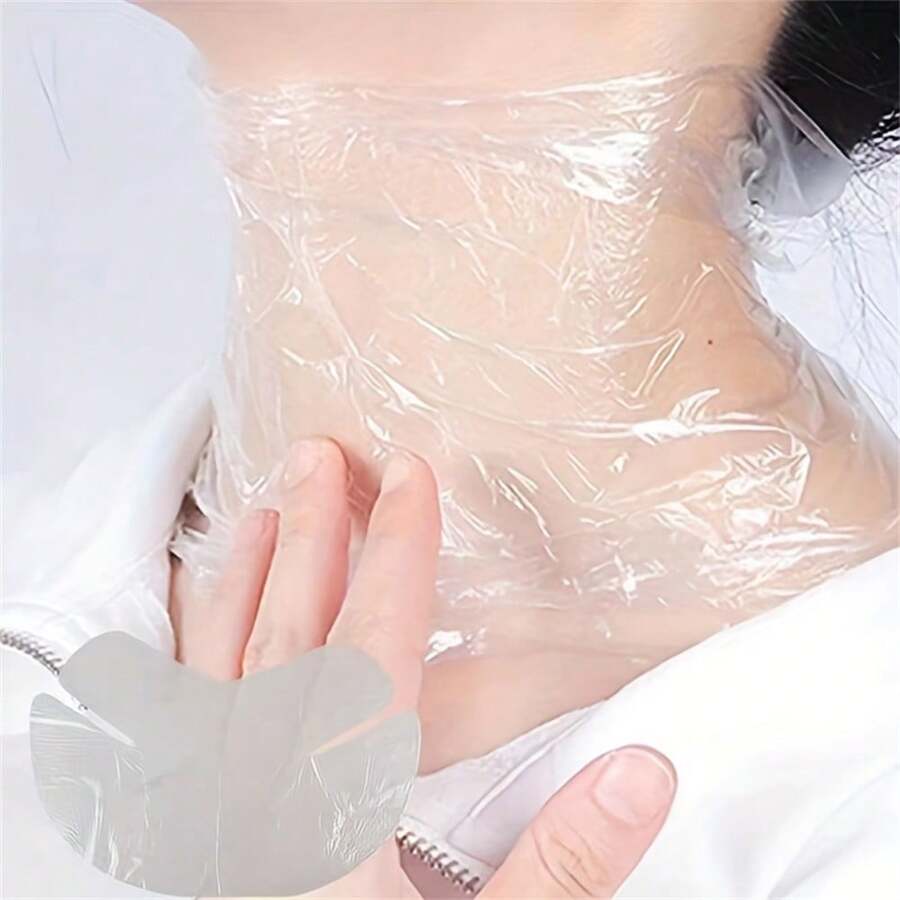 100 片一次性颈部包裹膜透明保护套沙龙染发剂防护罩防水防尘颈部包裹适用于美容院 - 彩色 - 查看 1