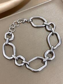 1 pièce Bracelet minimaliste asymétrique en acier inoxydable pour femmes. Bracelet empilable pour la vie quotidienne, les fêtes, les cadeaux de Noël et de bijouterie