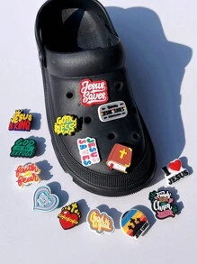 14pcs/Set PVC Religious Themed Soft Jelly Shoe Charms, Detachable For Clogs, Jelly Shoes, Sandals, Suitable As Party Gifts