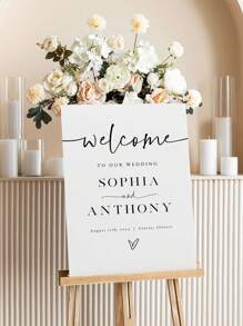 1pc-Custom Wedding Text Poster, Custom Personalized Frameless Welcome Poster, Custom Name Wedding Party Welcome Sign, Wedding Birthday Welcome Sign Decoration, Birthday Gift, Commercial Sign, Home Decoration Frameless Decoration Beautiful, Stylish, Simple, Modern Custom, Personalized, Fashion Home Decoration Unique Ideal Gift