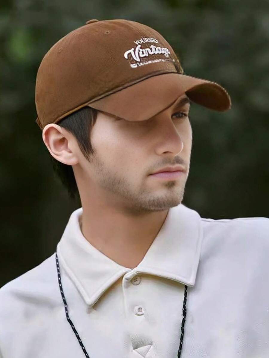 Baseball Cap. Alphabet Embroidered Hat Fashionable Deep Top Widened Brim Baseball Cap Highlights Small Face