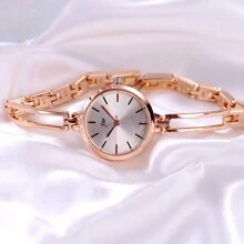 jw 1pc Women Minimalist Alloy Quartz Bracelet Watch, Suitable For Daily Wear