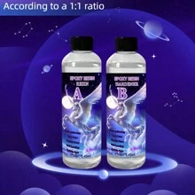 2 Bottles, 250ml Each (Total 500ml) Crystal Clear Epoxy Resin AB Glue, 1:1 Ratio, No Bubbles, Anti-Yellowing, Self-Leveling. Crafts & Art Supplies Suitable For DIY Art, Jewelry, River Table, Specimen Making - Transparent - View 1