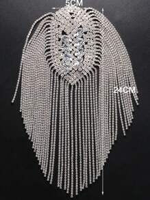 1pc Silver Stylish Tassel Shoulder Chain, Luxury Shiny Rhinestone Accessory, Fashionable For Club/Nightout