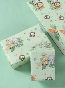 6 pièces Papier cadeau motif animal de la jungle, papier d'emballage anti-poussière thème animaux de la jungle pour bouquets de fleurs, décorations de fête, emballages cadeaux, décoration d'anniversaire, faveurs de fête, convient pour les fleurs, l'artisanat et les décorations