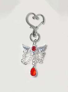 Yk2 Chilly Angel Wing Tassel Alloy Pendant Pendant Angel Wing Bracelet Necklace Diy Jewelry Accessories Keychain Bag Pendant, Silver Angel Wing Tassel Rhinestone Shiny Bag Pendant, Cute Keychain Purse Backpack Car Key Pendant Earbud Box Accessories