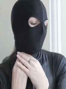 1 件装弹性布口罩和眼罩角色扮演万圣节防晒面具脸基尼头饰 - 黑色 - 查看 7