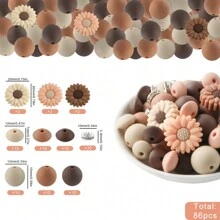 86 件硅胶雏菊花和圆珠扁豆珠组合适用于 DIY 手工艺品、珠宝制作、钥匙扣和家居装饰 - 彩色 - 查看 11