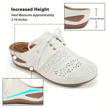 Zuecos de mujer con cuentas de masaje, zapatos de suela gruesa y puntera cerrada, transpirables, aptos para otoño e invierno - Blanco - Ver 3