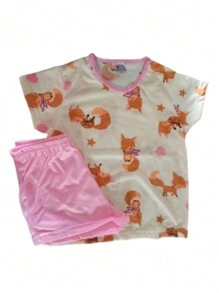 Youth Girl's Pajamas Printed Women's Short Polyester Teenage Summer Nightwear - 彩色 - 查看 3