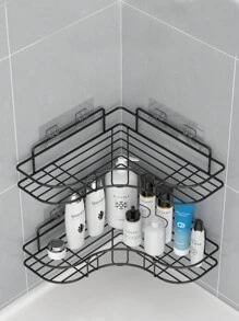 [1pc] No-Drill Triangle Shelving Unit, Iron Art Storage Rack, Wall Mounted For Bathroom,Kitchen,Toilet