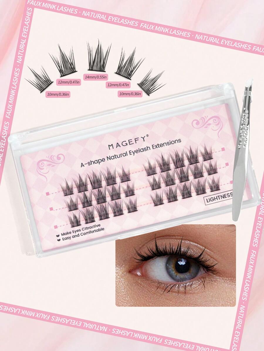30pcs CC Curl Manga Natural False Eyelashes,Fashion 3D Japanese Cosplay Faux Mink Lashes Dramatic Anime Lashes, Imitation Mink False Eyelashes Sexy Lashes Extension Makeup,Left & Right Clusters Natural Lash Extensions Individual Section Pure Wild Makeup DIY At Party - C - 查看 1