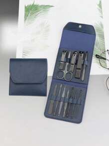 Manicure Set Pedicure Nail Clippers Set Travel Hygiene Kit Stainless Steel Professional Cutter Care Set Scissor Tweezers Knife Ear Pick Tools Grooming Kits With Leather Case - Black - View 20