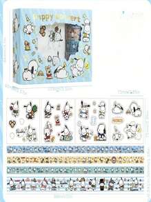 Sanrio 1SET Sanrio Hand Account Sticker Set Cartoon 32 Pack Hand Account Stickers Cute Fashion DIY Stickers Gift Box Tape