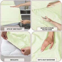 LUX DECOR 6-Piece Embroidered Bed Sheet Set – Brushed Microfiber, Deep Pocket, Lightweight & Breathable – Graduation Gifts, Home Decor, Sleep Protection For Dorms, Student Beds, Back‑To‑School Gift, Soft Bed Linens, Comfortable Sleep, Luxury Bed Set, Valentine's Day Bedroom, Spring Bedding Refresh, Guest Room Essentials, Dorm Room Bedding, Premium Bed Linens, Easy Care Sheets, Hypoallergenic Fabric, Year-Round Comfort, Master Bedroom Update, Matching Bedding Set, Hotel Quality Linens - 香草 - 查看 4