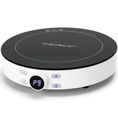 Aigostar Piastra a induzione da 2000W, fornello a induzione in vetroceramica. Controllo Touch con timer e spegnimento automatico. Adatto per pentole con fondo di diametro 12-26 cm.