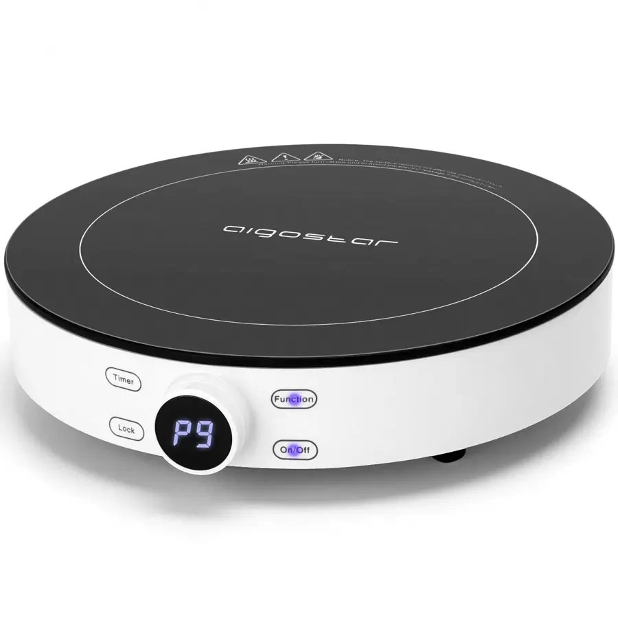 Aigostar Piastra a induzione da 2000W, fornello a induzione in vetroceramica. Controllo Touch con timer e spegnimento automatico. Adatto per pentole con fondo di diametro 12-26 cm. - Spina tipo E UE (220-240 V) - Visualizzare 1
