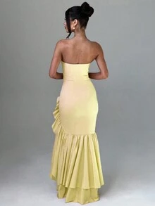 性感不对称下摆紧身派对礼服，婚礼宾客鸡尾酒会礼服