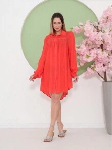 saida de praia longa camisao moda importacao - Laranja - Visão 3