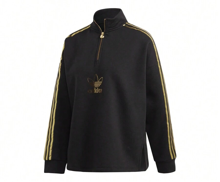Adidas Originals Quarter-Zip Sweatshirt Womens Active Sweaters - 黑色 - 查看 1