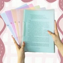 5pcs A4 Rotary Pull Rod Clip Thick Colorful Pull Rod Clip File Folder, A4 Data Folder Creative Simple Transparent Book Clip, Exam Paper Clip, Stationery Plastic Office File Folder, Resume Report Clip
