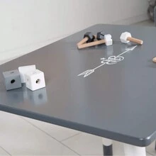 GALOZZOIT Ensemble Table + 2 Chaises - Pieds en Bois Massif - Style Scandinave - Gris Foncé/Blanc