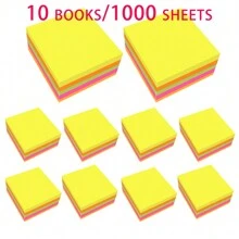1/5/10/Books Sticky Notes 3x3 In 100 Sheets/Pad, Self-Sticky Note Pads, 5 Bright Colors Super Sticky Pads - Easy To Post For School, Office Supplies, Desk Accessories(Five Colors In One)