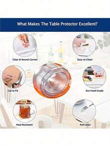 Mantel de mesa de vidrio suave, mantel de mesa transparente de PVC, a prueba de agua y a prueba de aceite, cubierta de mesa rectangular clara para cocina y comedor - Blanco - Ver 9