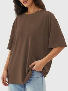 Speed mate [春夏] 女士宽松大码 T 恤 圆领 短袖上衣，休闲夏季衬衫，Y2K 2024 基本款 T 恤