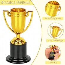 12pcs Party Event Game Honor Gold Small Trophy Mini Fun Awards Plastic Trophy Mini Props, Suitable For Family Gatherings, Events, Parties