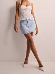 Women's Lace Cami Tops Sleeveless Spaghetti Strap Ruched Front Camisole Slim Fit Tank Tops - White - View 5