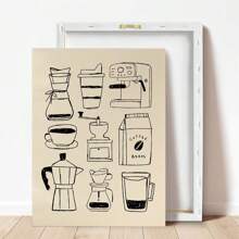 1 件，帆布挂画，带框装饰画，海报，墙壁艺术，咖啡，别致简约咖啡吧帆布艺术 - 厨房、客厅等墙壁装饰 - 美食家礼物生日毕业厨房装饰的完美礼物