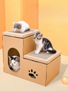 Corrugated Paper Cat Scratching Board With Cat Bed/House