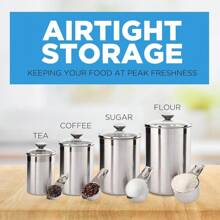 Kitchen Canister Set - Airtight Stainless Steel Canisters With Glass Lids - Organization Containers For Kitchen - Ideal For Dry Food, Flour, Sugar, Coffee, Rice, Tea & Pantry Storage (8 PCS Large) - SOGlassLidLargeSet - View 5
