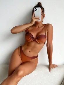 漸層式鋼圈比基尼套裝，夏季沙灘游泳衣