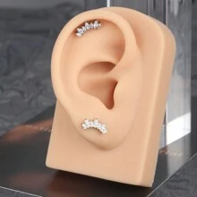 SWANJO 1pc Titanium 7 Marquise CZ Earring Helix Piercing Internally Threaded Ear Stud Tragus Daith Piercing Body Jewelry - TC060 - View 5