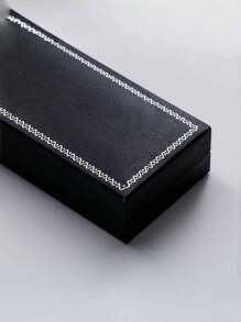 1 pieza Caja con tapa abatible personalizada con logotipo, caja de empaque negra con grabado, caja negra para bolígrafo, caja de cartón duro, caja de regalo de papelería, regalo de temporada de regreso a clases, regalo para estudiantes, suministros escolares - Negro - Ver 4