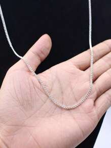 Colar Unissex Corrente Masculina Aço Inoxidável Banhado a Prata 925 2.5 mm - Prata - Visão 1