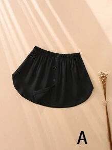2件/1纯色屁帘下摆，分层遮盖臀部，搭配连帽T恤作为打底，半身腰裙作为打底的神器，适合日常穿着