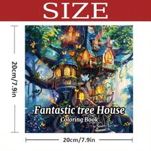 1 pieza Libro para colorear de adultos de 20 páginas (20 x 20 cm), impresión por un solo lado, con tema de casa del árbol, patrones impresionantes, líneas claras, adecuado como regalo para el Día de San Valentín, cumpleaños, Navidad y otras fiestas, excelente para relajarse, Día de la Madre, regalo para mamá, regreso a clases, útiles escolares