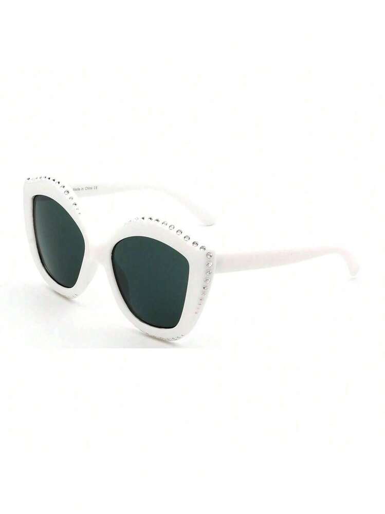 Oversized Cat Eye Frame Design Fashion Sunglasses For Women - trắng - Xem 1