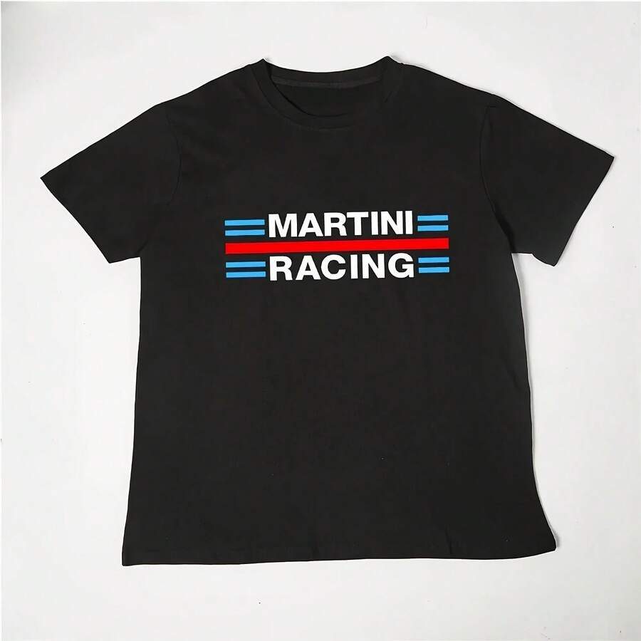 T-Shirt Men Women Martini Racing Fashion Print Cotton Oversized Brand Tshirt Short Sleeve T Shirt Streetwear Tops Tee Clothing - Black - View 1