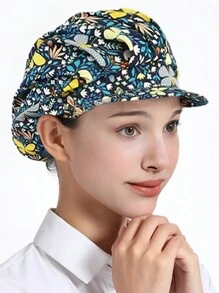 1pc Floral Printed Polyester Hair Band, Soft, Sweat-Absorbent, Dustproof, Adjustable, Breathable, , Washable, Oil-Resistant, Non-Pilling, Well-Crafted, Suitable For Restaurant, Kitchen, Workshop, Travel, Fashion, Work