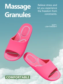 Women Massage Slippers, Red Comfortable EVA Slide Sandals, Soft, Non-Slip, , Minimalist Design, Not Tiring Feet - Hot Pink - View 1