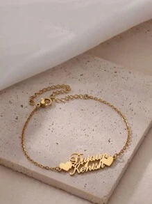 Uniek hartvormig ontwerp kettingarmband, elegante en eenvoudige stijl roestvrijstalen sieraden, prachtige gepersonaliseerde meisjesarmband