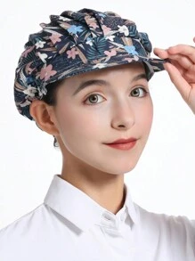 1pc Floral Printed Polyester Hair Band, Soft, Sweat-Absorbent, Dustproof, Adjustable, Breathable, , Washable, Oil-Resistant, Non-Pilling, Well-Crafted, Suitable For Restaurant, Kitchen, Workshop, Travel, Fashion, Work