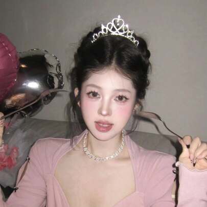 1 Băng đô vương miện công chúa đơn giản và thanh lịch, khảm đá lấp lánh, thích hợp cho phụ nữ đội trong tiệc sinh nhật hoặc tiệc chiêu đãi