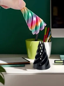 2 件超级减压 3D 打印双面螺旋锥 - 彩色渐变结构，适合作为万圣节和圣诞节礼物，金属纤维结构，坐立不安玩具，坐立不安，感官玩具 - 彩色 - 查看 5